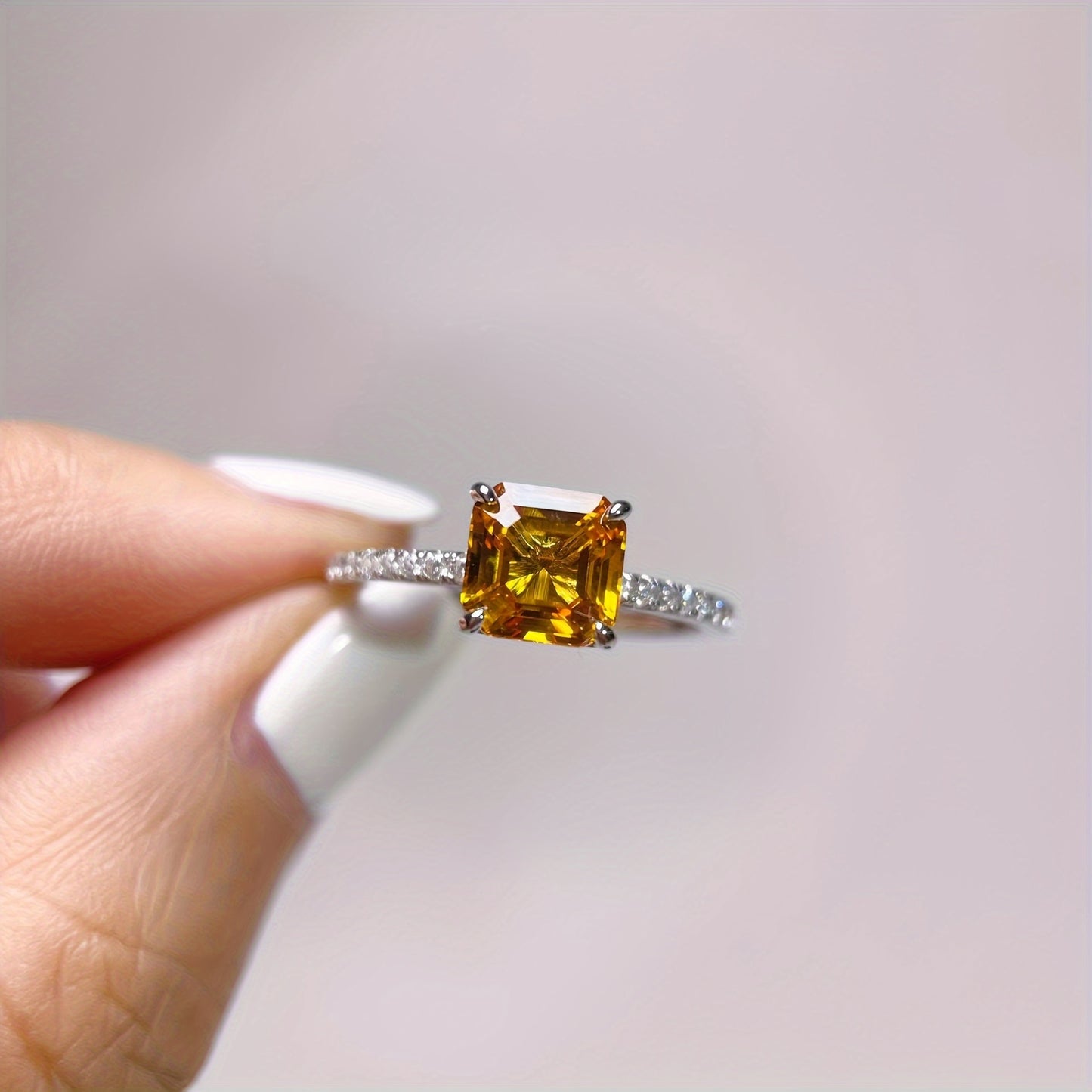 S925 Square Zirconia Ring