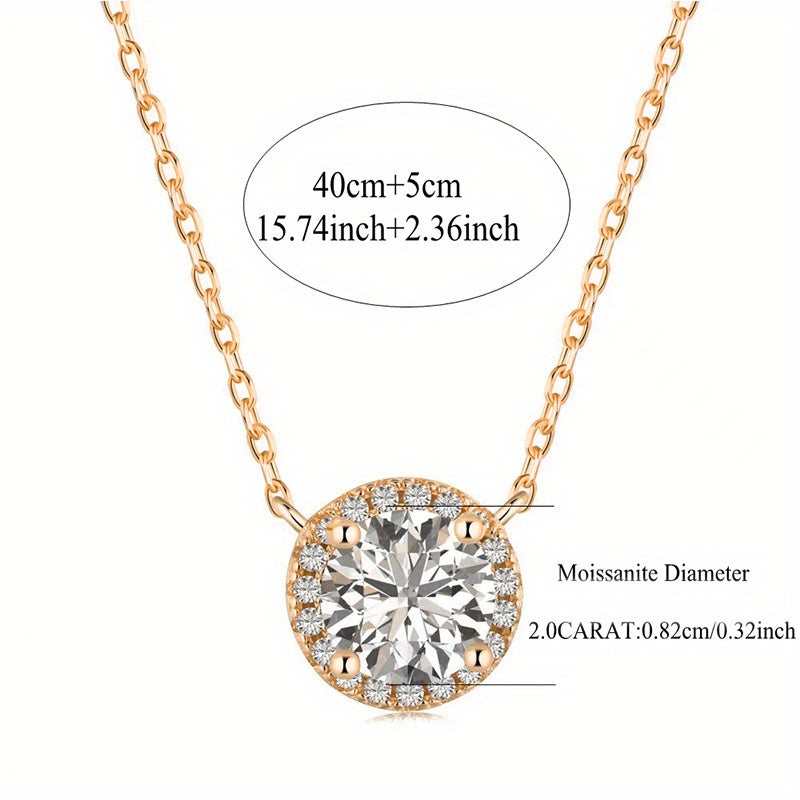 S925 Halo 2ct Moissanite Necklace