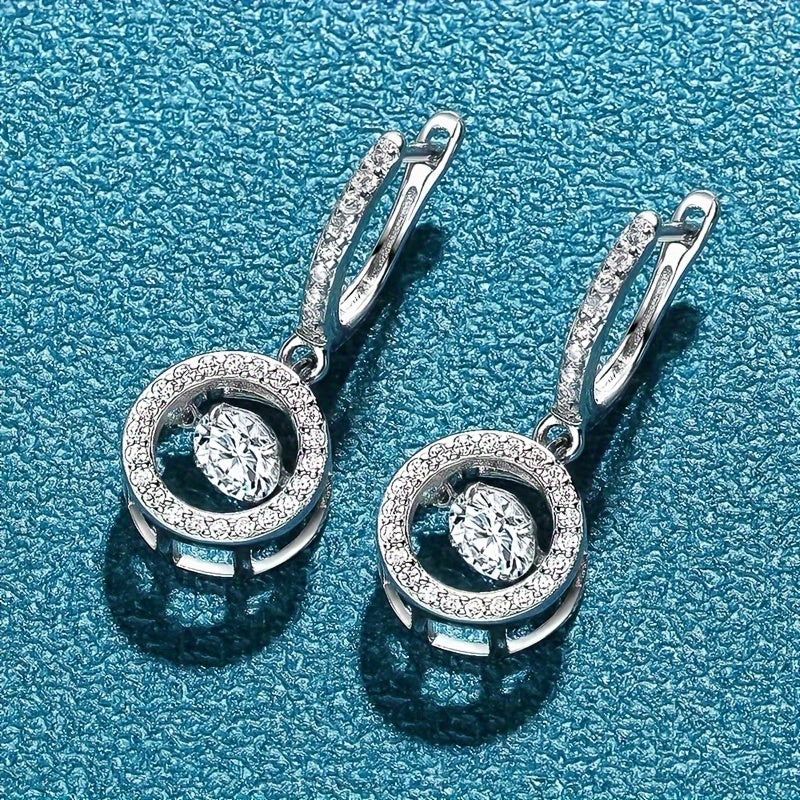 S925搖動莫桑石耳環