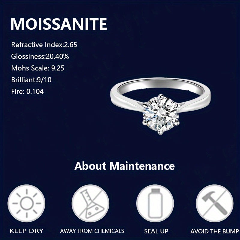 Classic 1/2/3/5ct Moissanite Ring