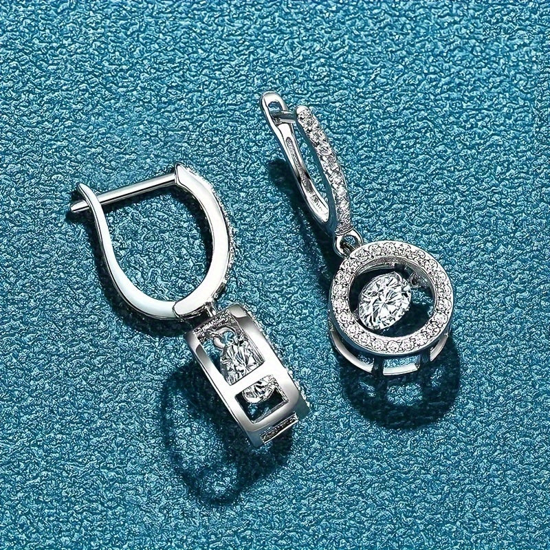 S925搖動莫桑石耳環