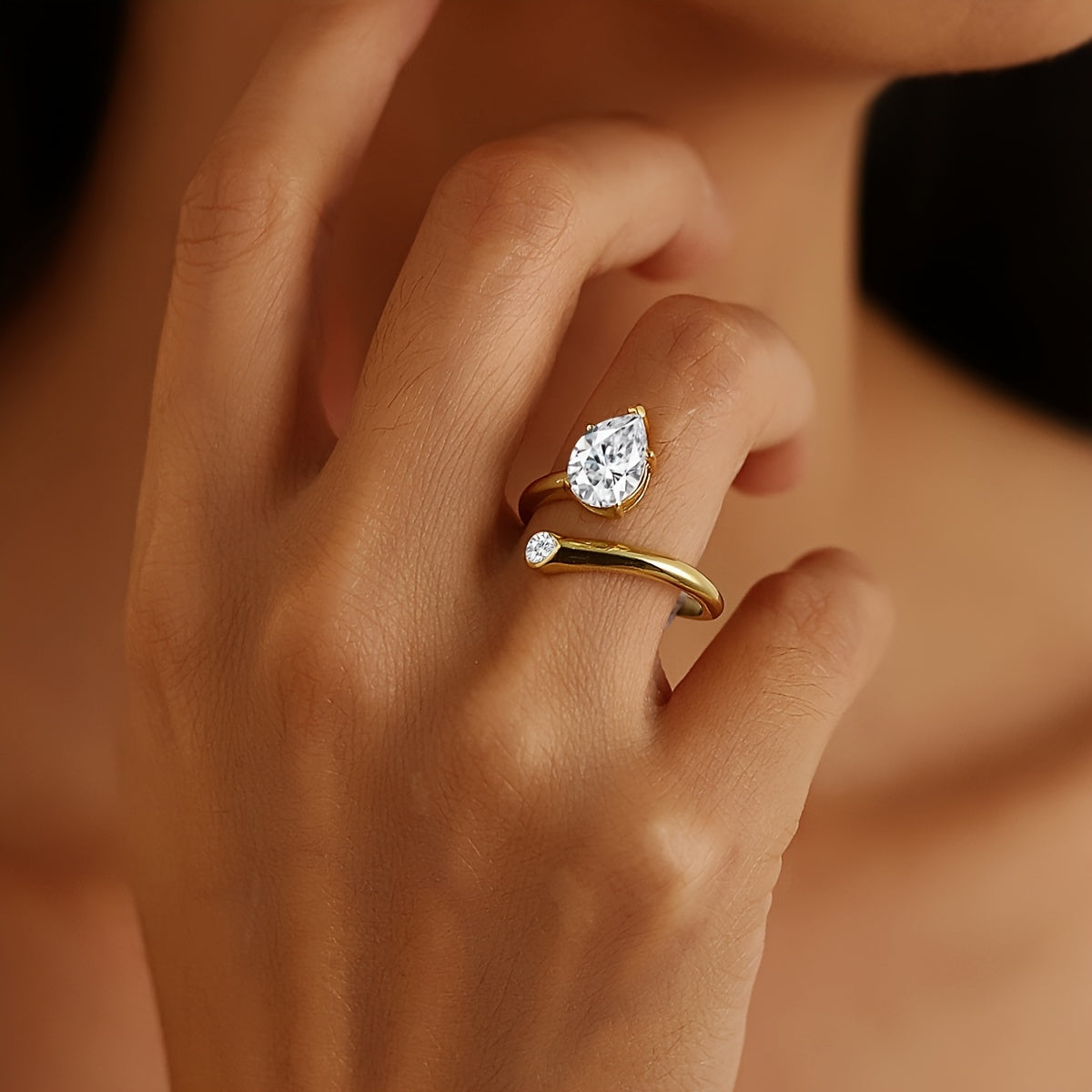 S925 2ct Pear Moissanite Ring