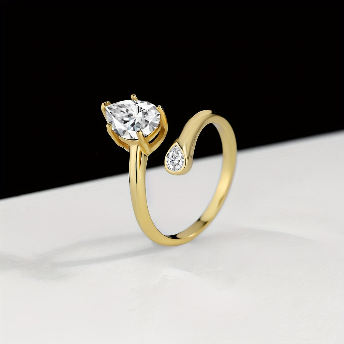 S925 2ct Pear Moissanite Ring