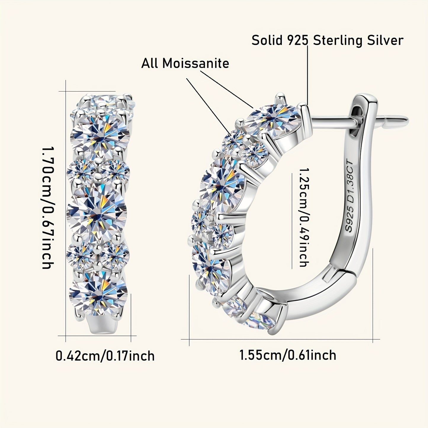 925 Moissanite Hoop Earrings