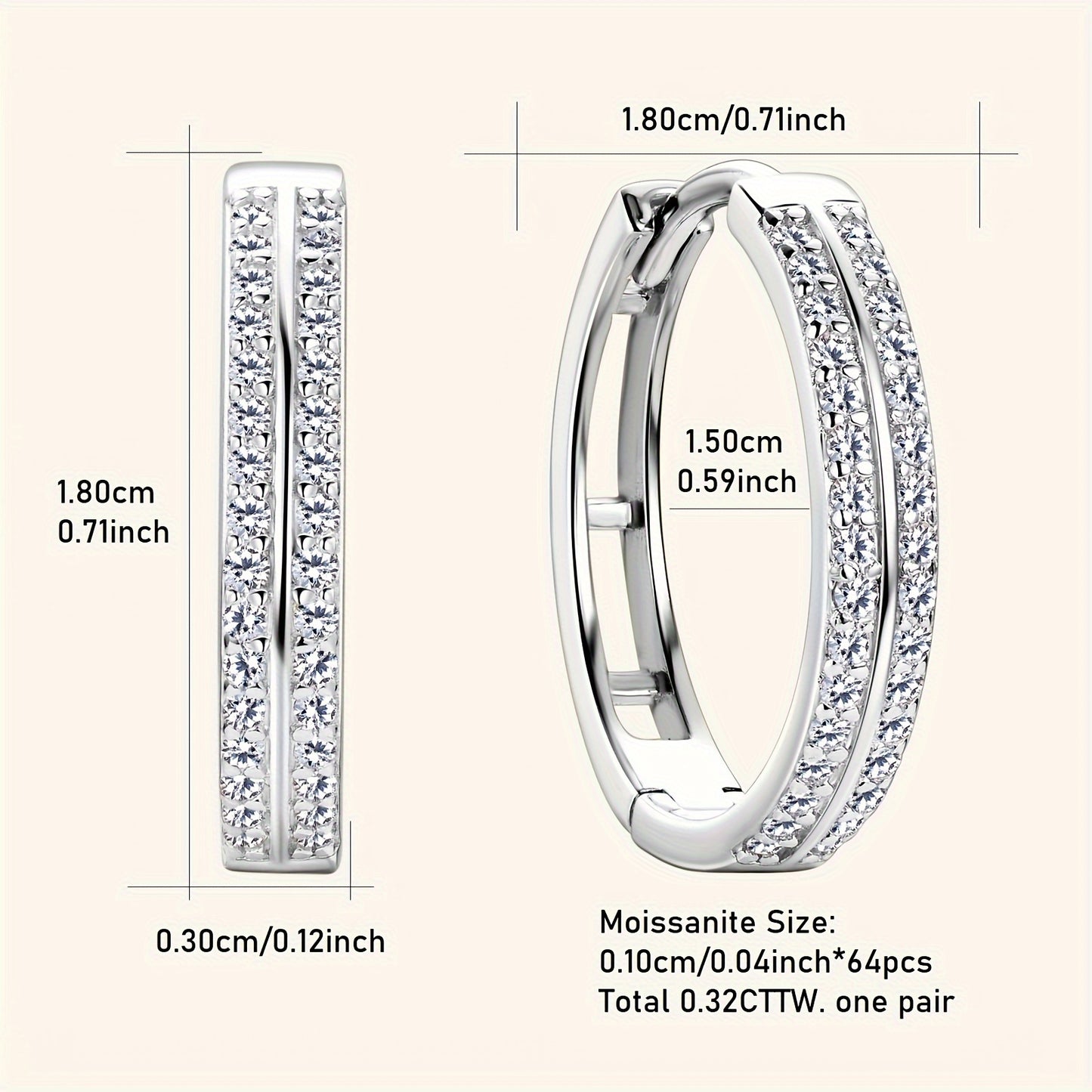 S925 Moissanite Hoop Earrings