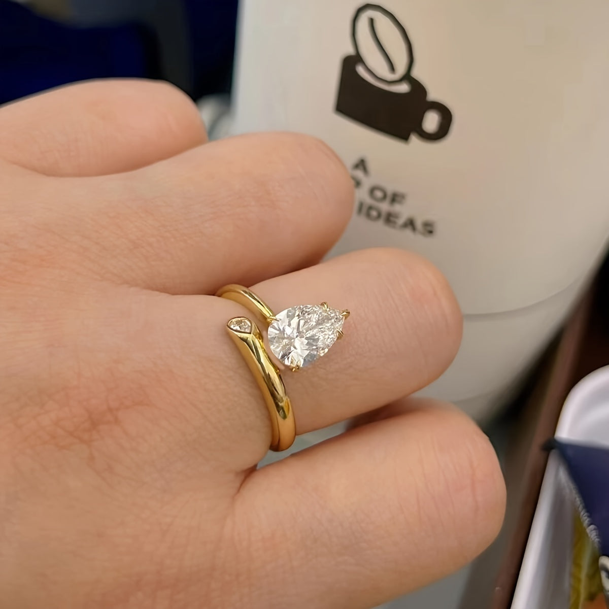 S925 2ct Pear Moissanite Ring