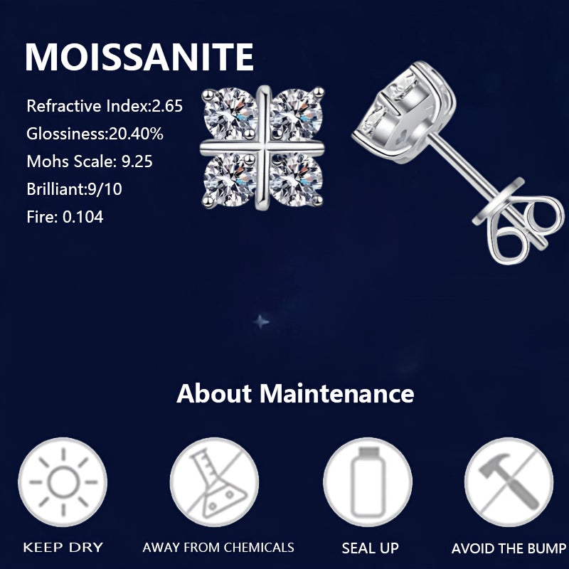 S925 Moissanite Stud Earrings