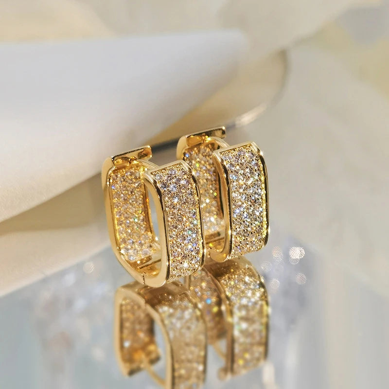 Full Moissanite Square Hoop Earrings