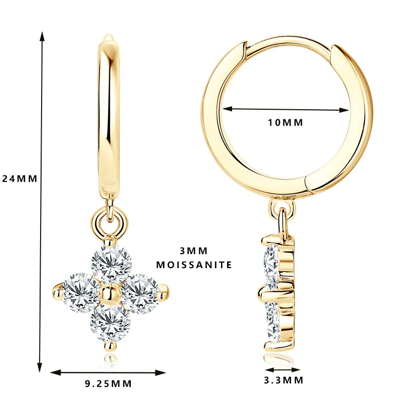 Leaf Moissanite Drop Earrings