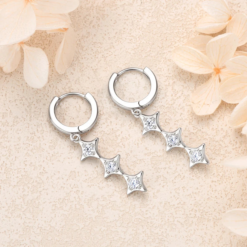 Lucky Star Moissanite Drop Earrings