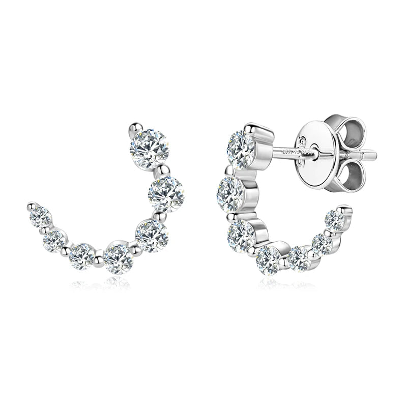 C-shaped Moissanite Studs Earrings