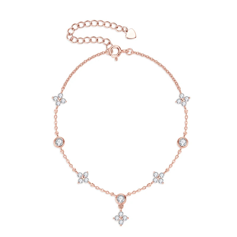 Flower Moissanite Chain Bracelet