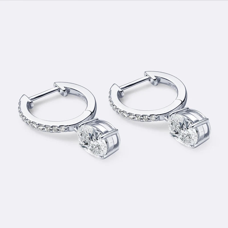 Orecchini argento Oval Moissanite Earrings