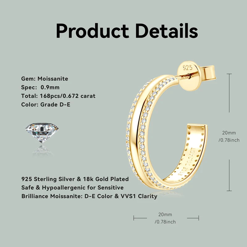 Lynn's Pave Setting Moissanite C-shaped Earrings