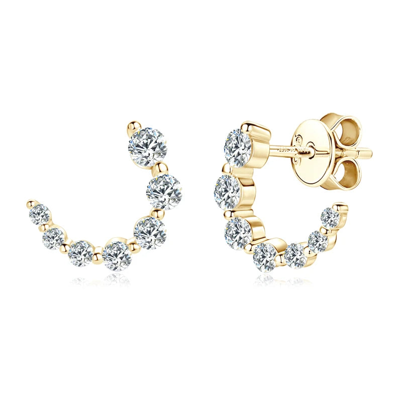 C-shaped Moissanite Studs Earrings