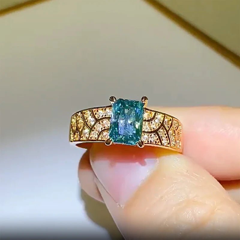 Beryl Emerald Vintage Moissanite Ring