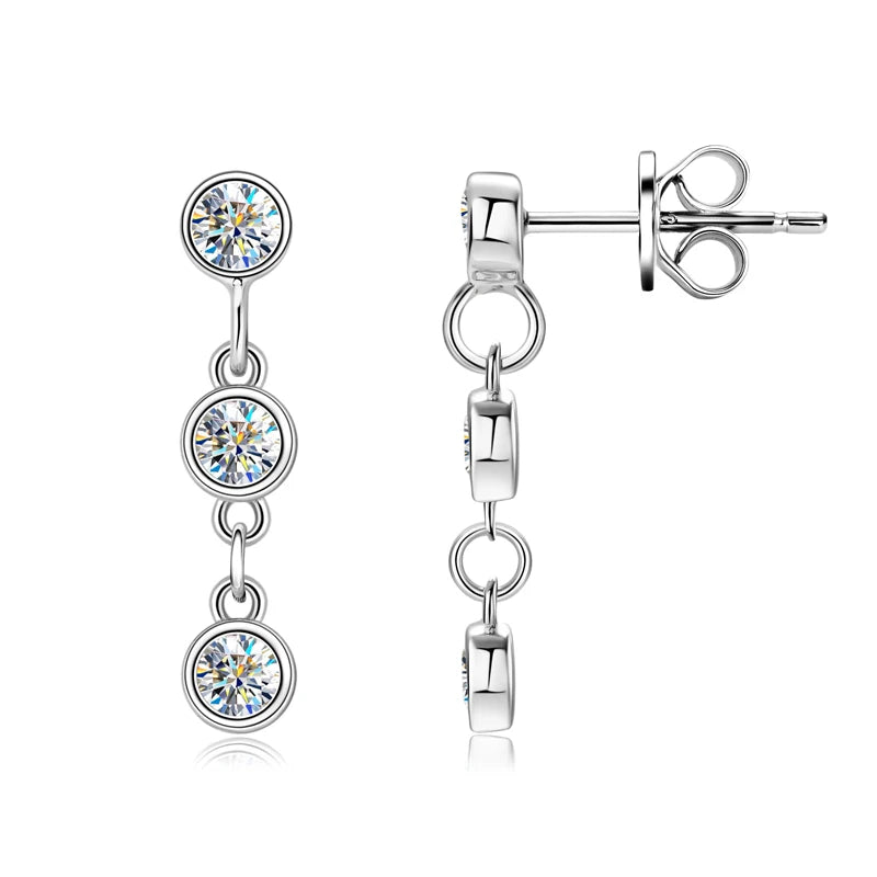 Long Chain Tassel Moissanite Drop Earrings