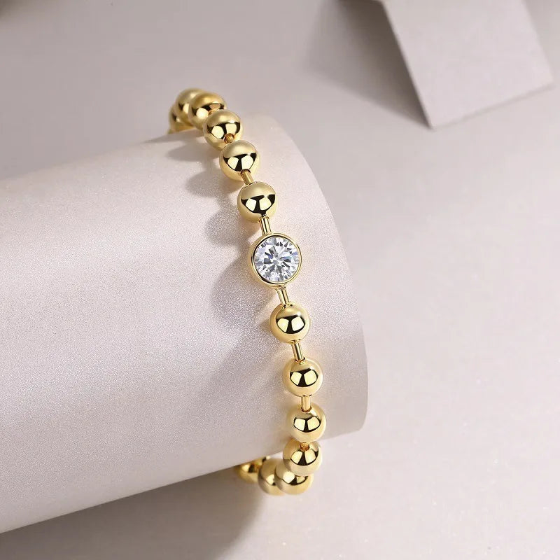 Cuban Golden Beads Moissanite Bracelets