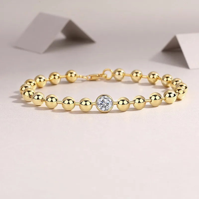 Cuban Golden Beads Moissanite Bracelets