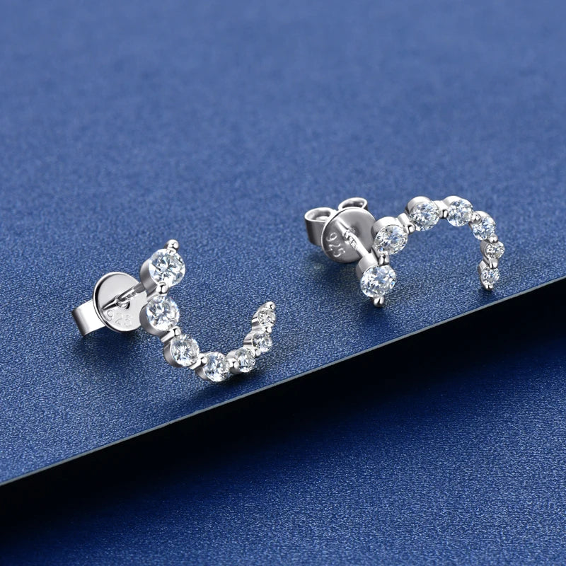 C-shaped Moissanite Studs Earrings