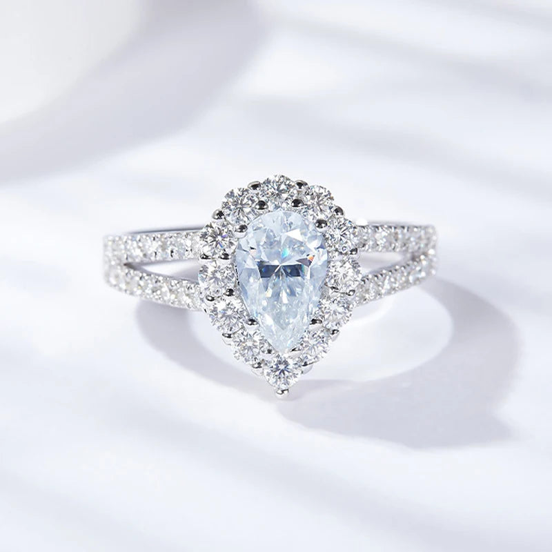 S925 Pear Cut 1.74ct Moissanite Ring