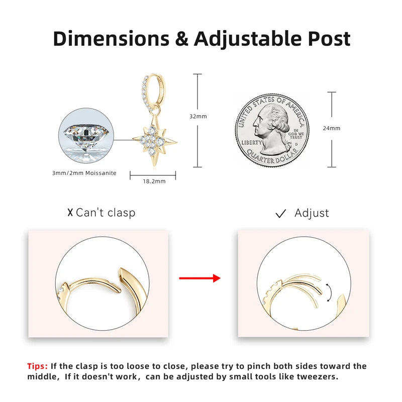Lynn's Star Shiny Moissanite Earrings