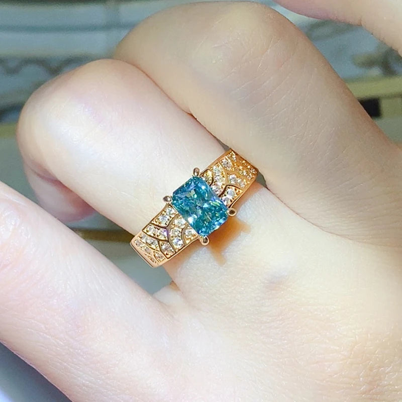 Beryl Emerald Vintage Moissanite Ring