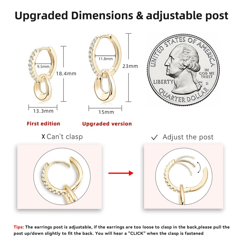 Gold Plated Moissanite Hoops Earrings
