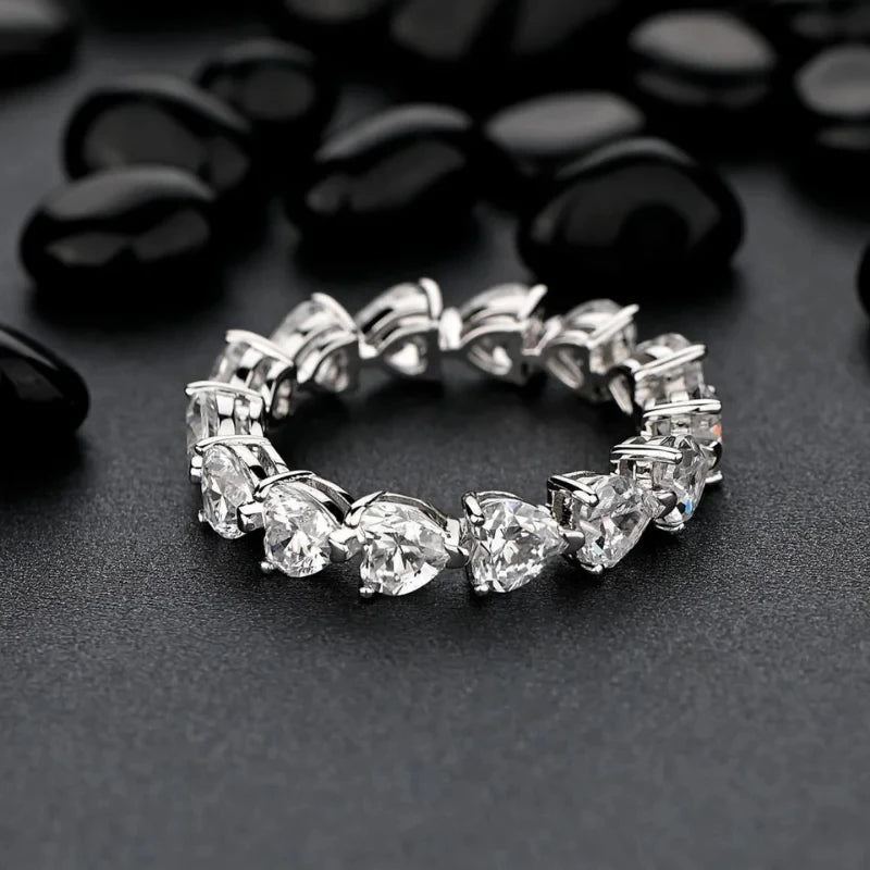 925 Heart Cut Row Ring