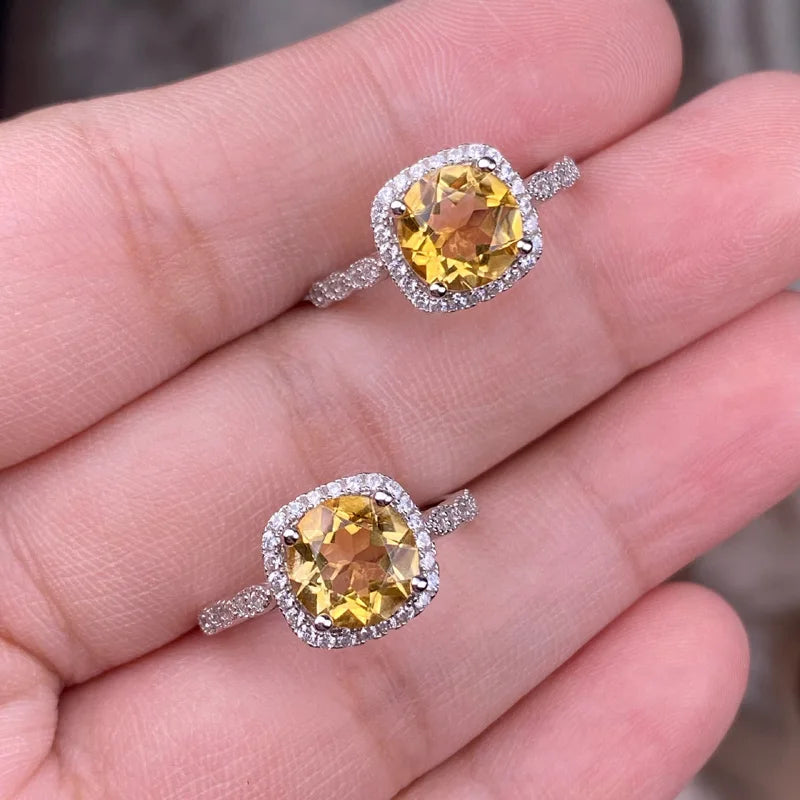 光環黃色 Asscher 莫桑石戒指