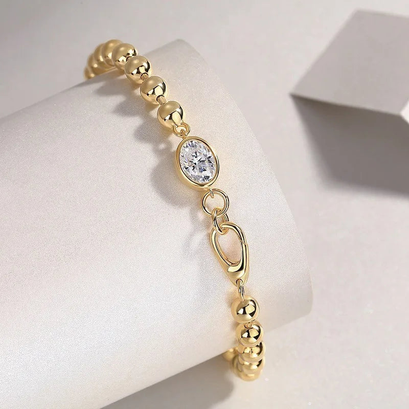 Cuban Golden Beads Moissanite Bracelets