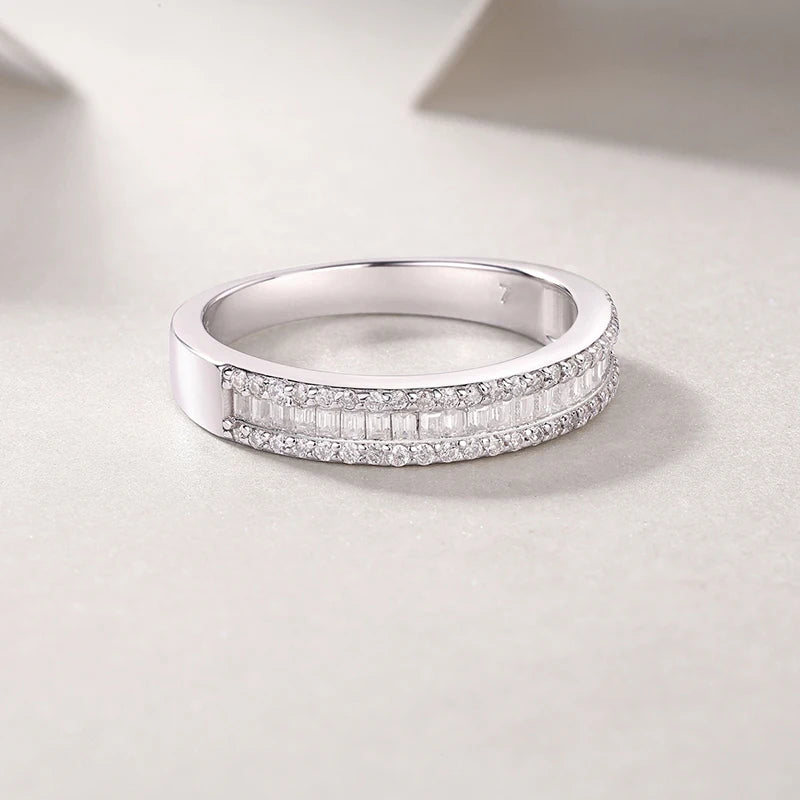 925 Moissnaite Half Row Ring