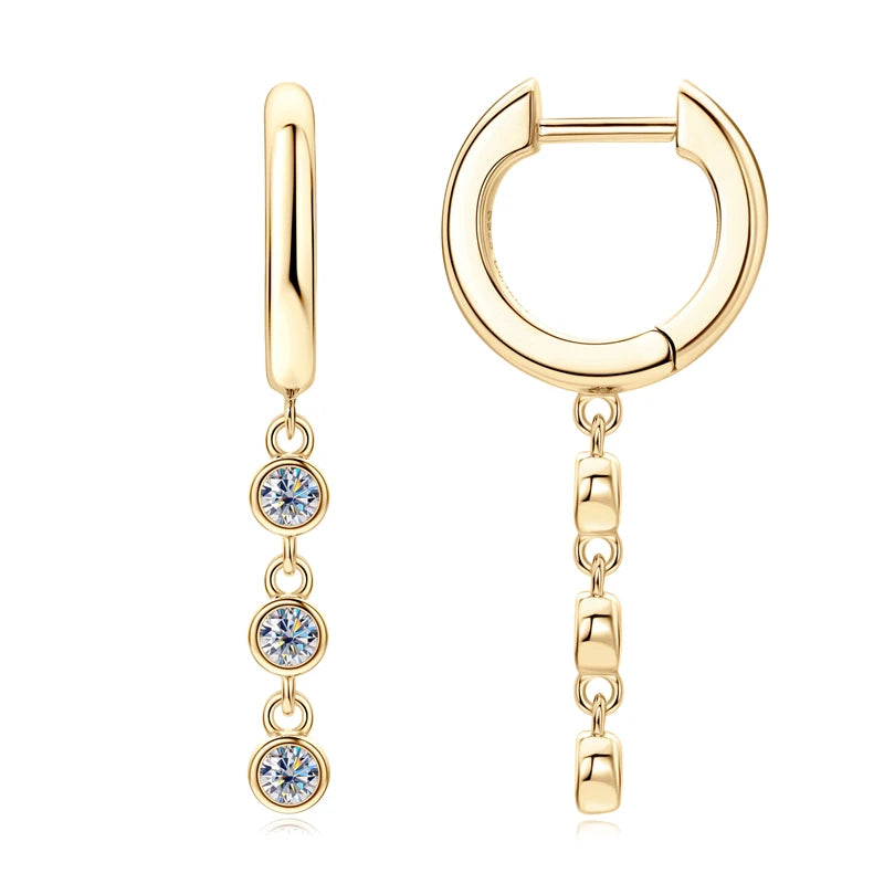 Long Chain Tassel Moissanite Drop Earrings