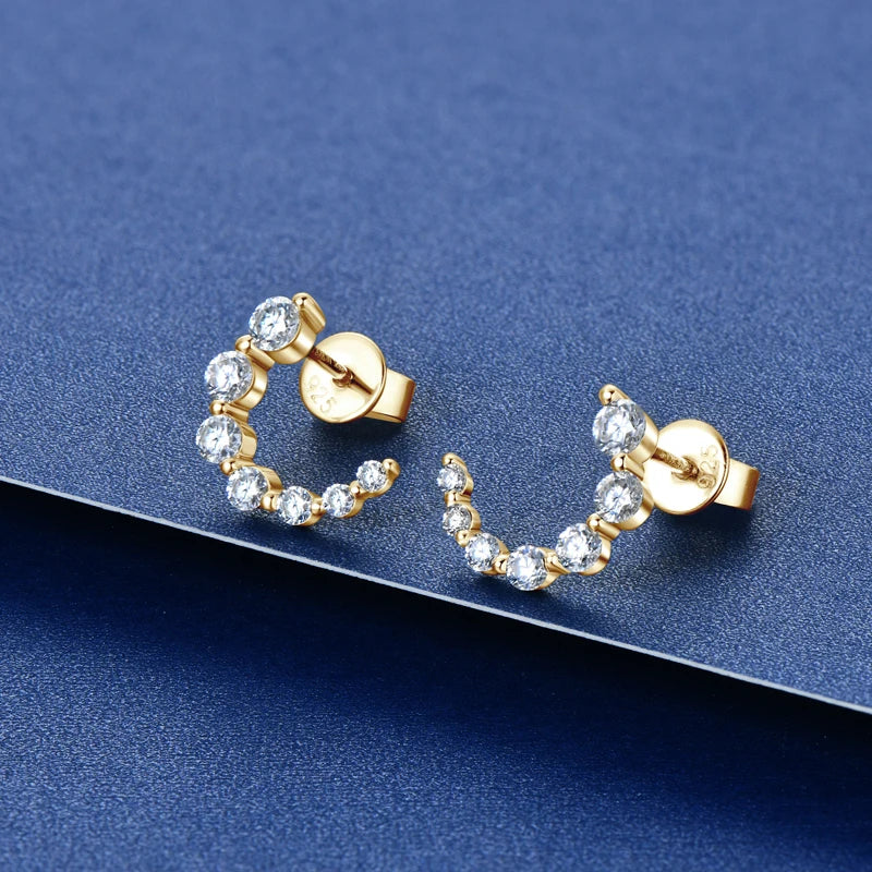 C-shaped Moissanite Studs Earrings