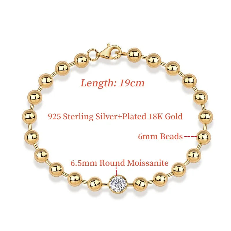 Cuban Golden Beads Moissanite Bracelets