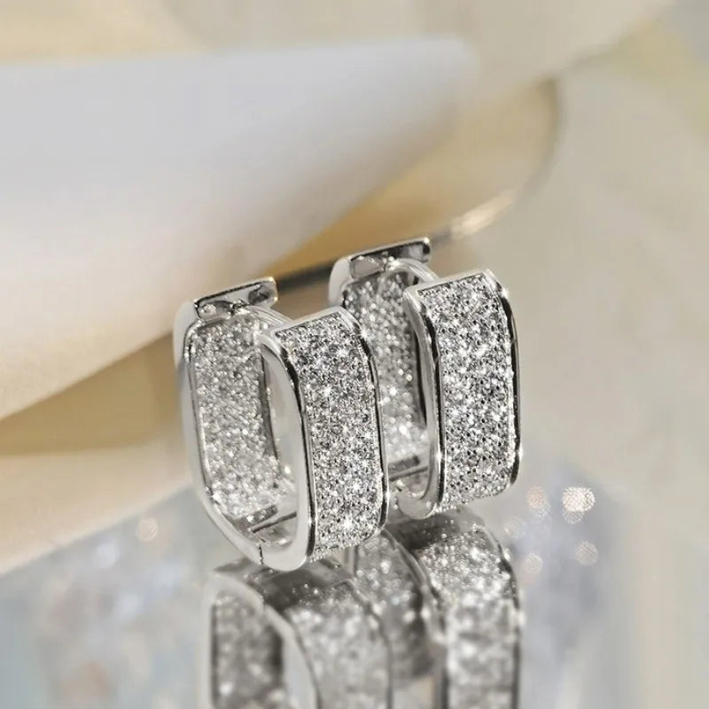 Full Moissanite Square Hoop Earrings