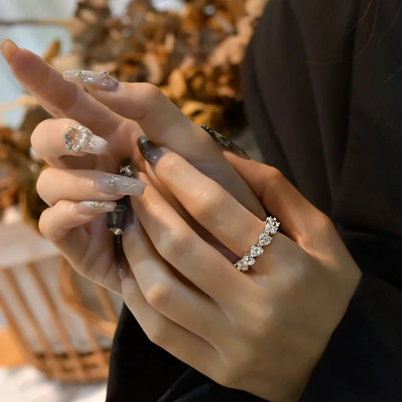 925 Heart Cut Row Ring