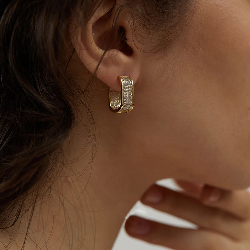 Full Moissanite Square Hoop Earrings