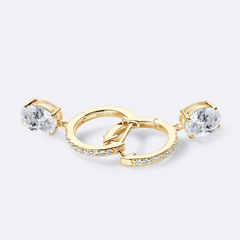 Orecchini argento Oval Moissanite Earrings