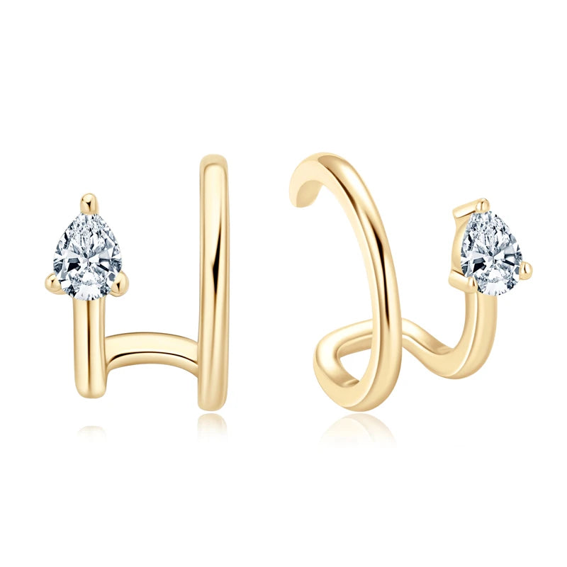Pear Moissanite Earcuff Pierced Cartilage Earrings