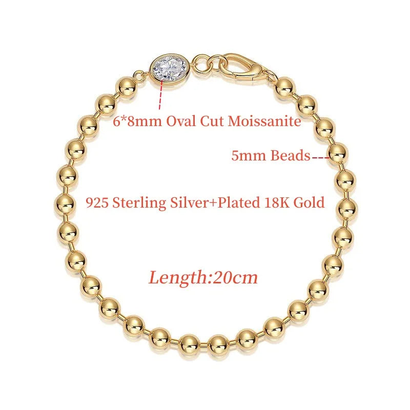 Cuban Golden Beads Moissanite Bracelets