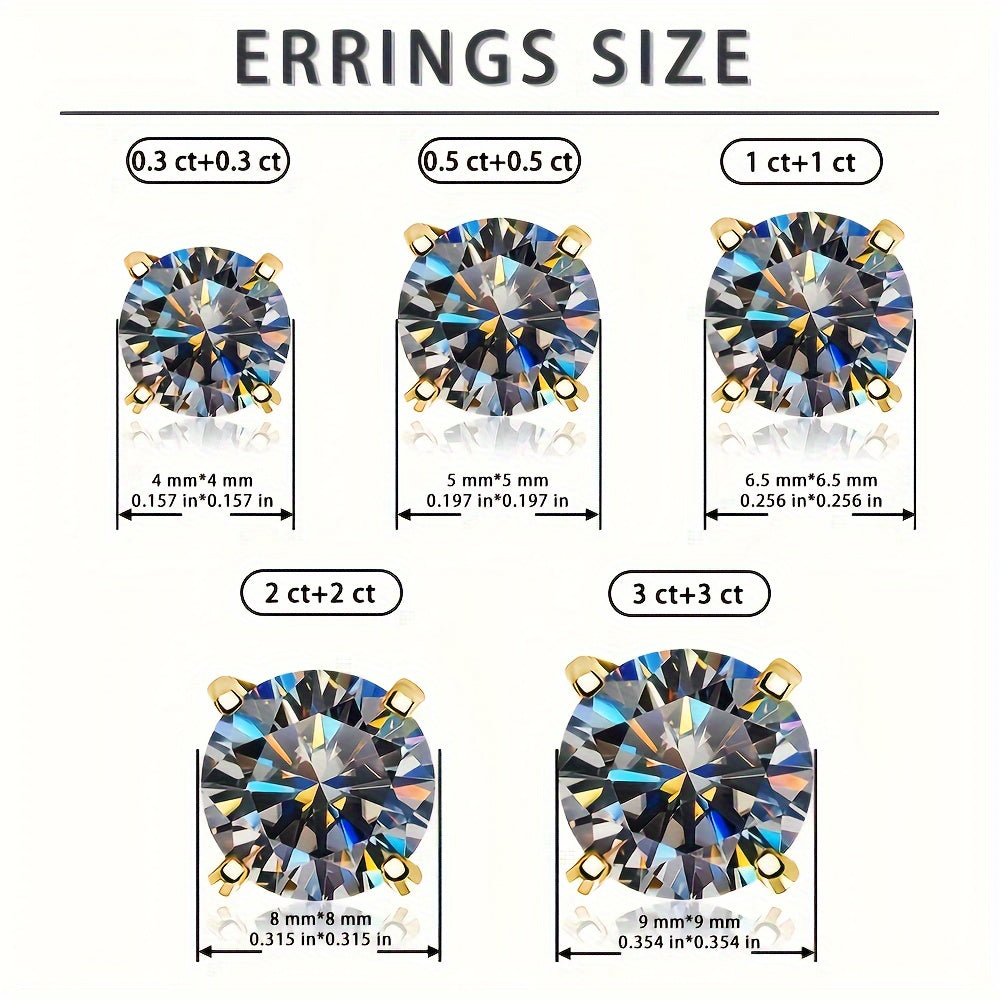 S925 0.3/0.5/1/2/3ct 耳環