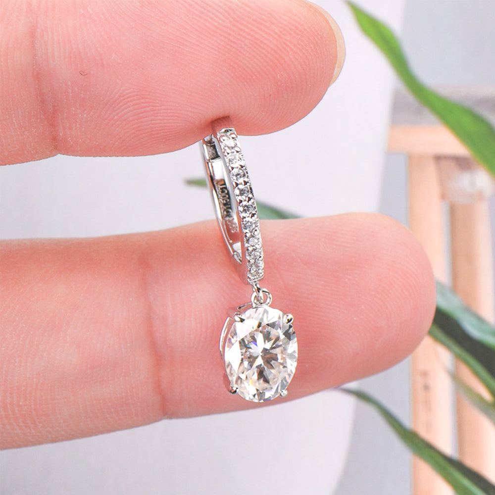 Orecchini argento Oval Moissanite Earrings