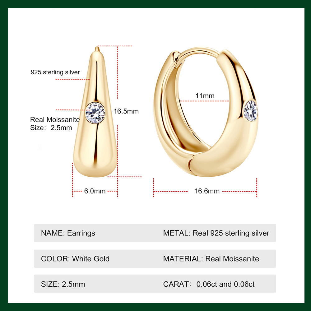 Exquisite Chunky Dome Moissanite Hoop Earrings