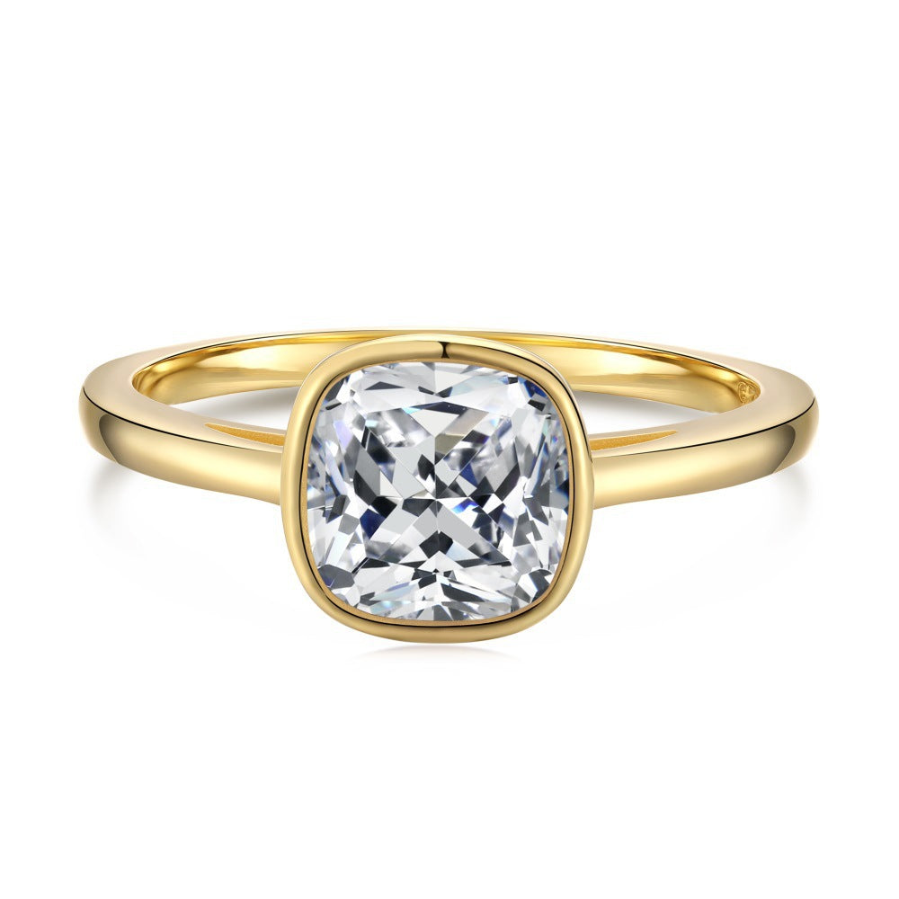 925 Silver Gold-Plated 8A Zirconia Ring