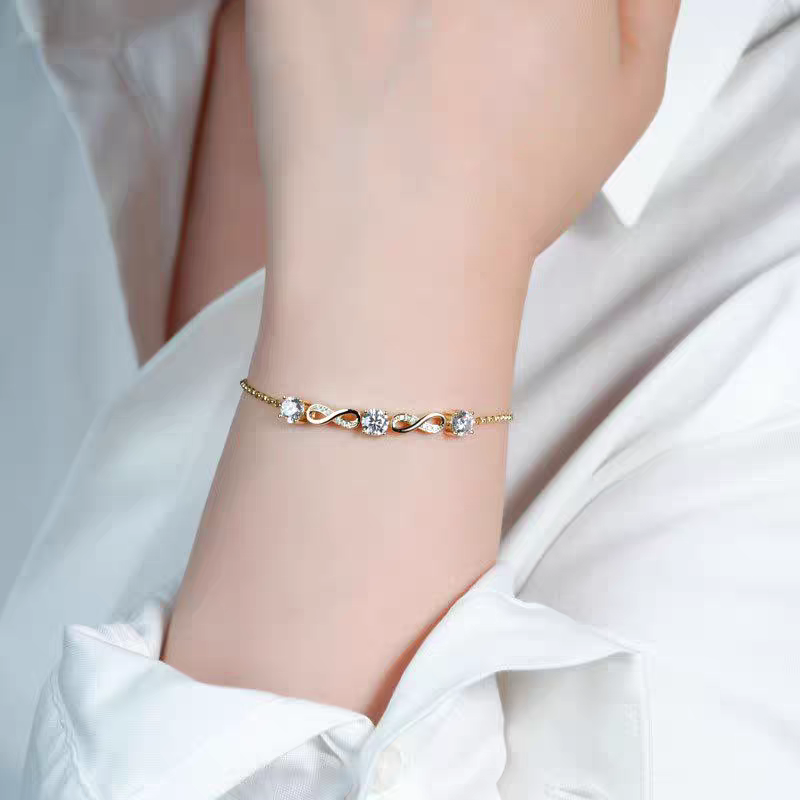 Infinity Moissanite Adjustable Chain Bracelets