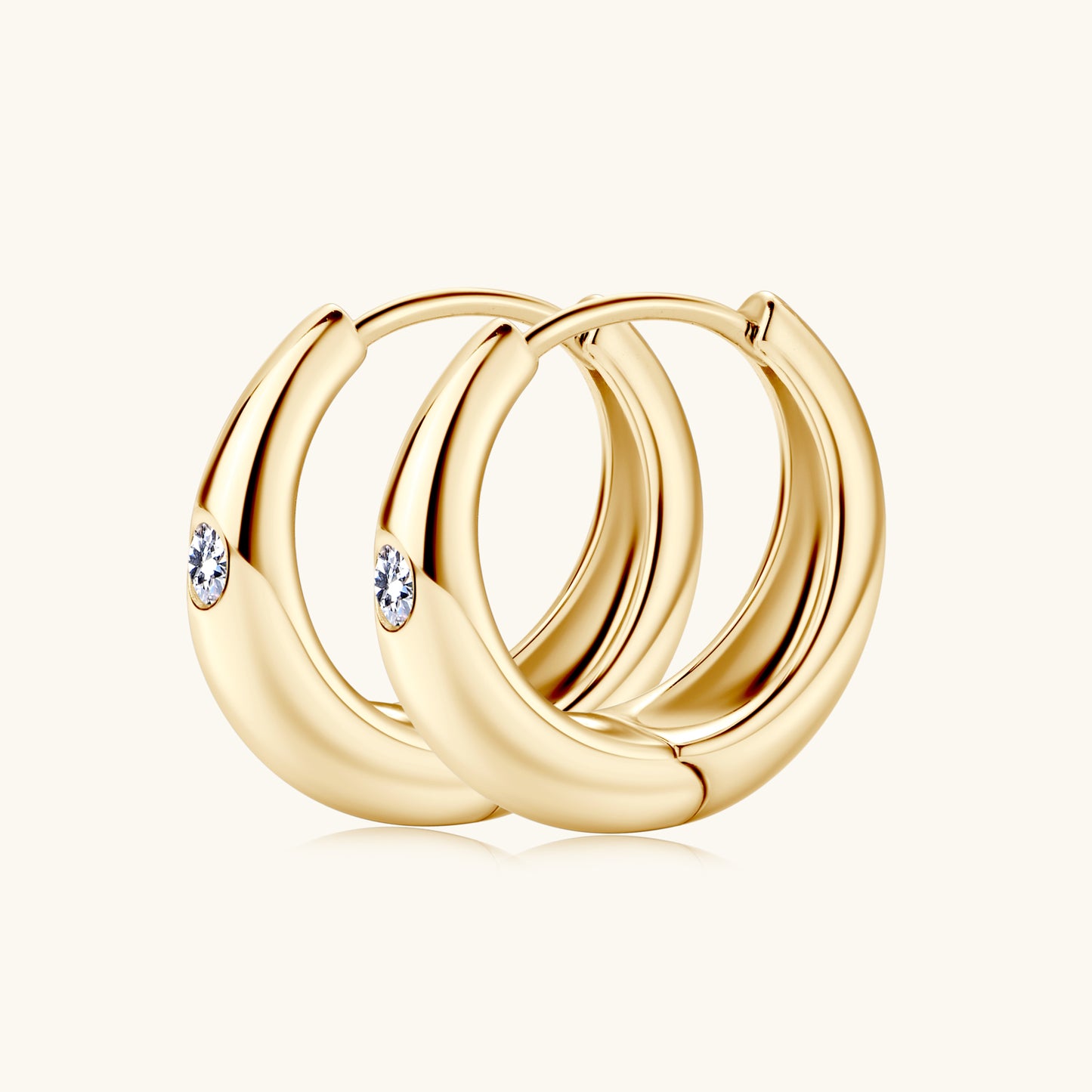 Exquisite Chunky Dome Moissanite Hoop Earrings