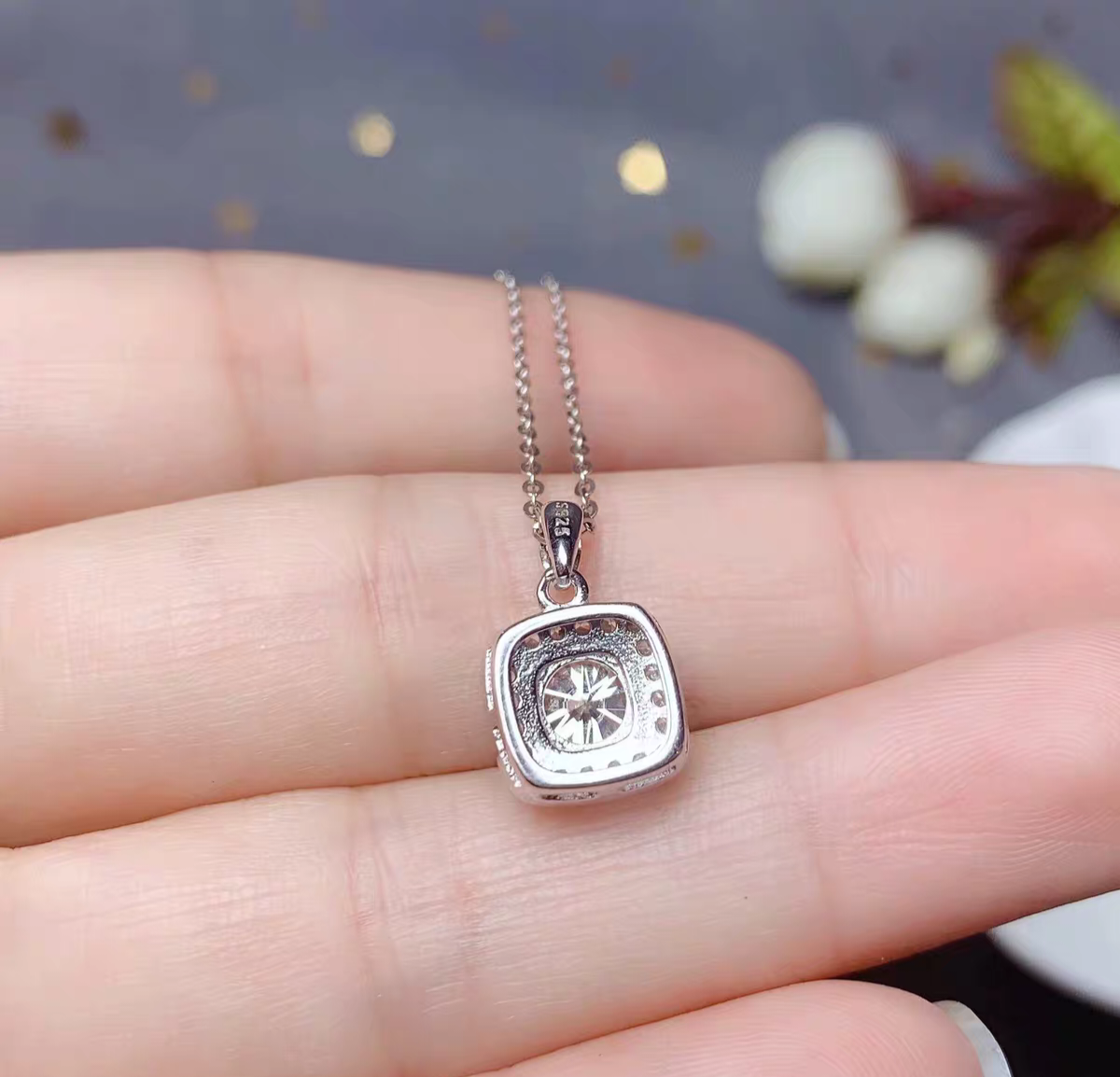 Square Moissanite Necklace