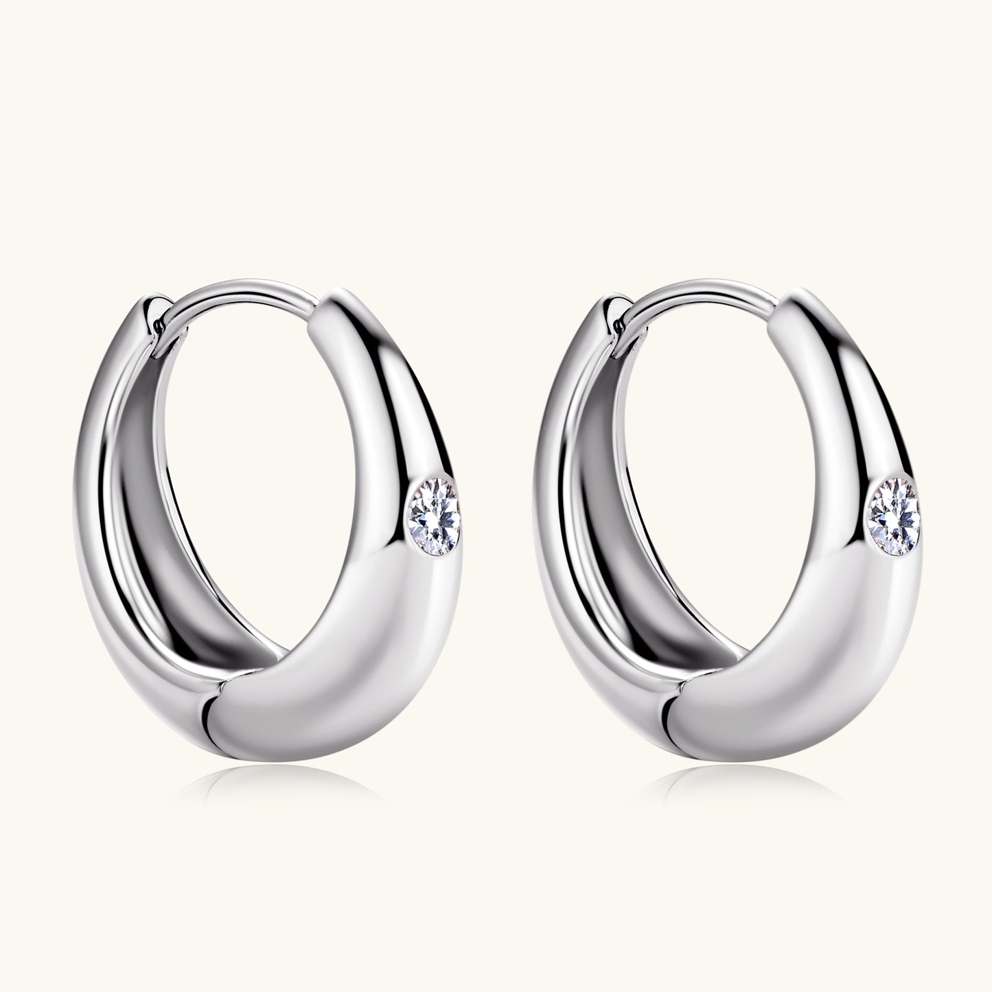 Exquisite Chunky Dome Moissanite Hoop Earrings