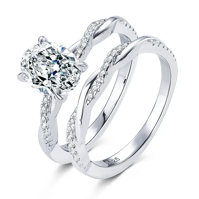 Daily 2ct Oval Moissanite Ring Set